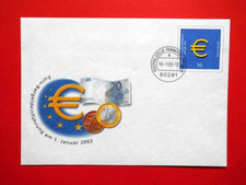 Briefe Ganzsachen BRD 2002 Neue Euro-Münzen-Banknoten Mi. Nr. 2236 o FDC Druck