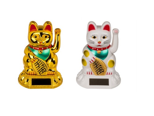 Winkekatze goldfarben weiß - goldfarben, o.