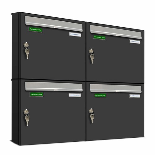 Basic 4er briefkasten ral - briefkasten, 7016