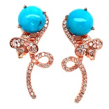 925 Sterlingsilber 8 Mm. Blau Türkis & Cubic Zirkonia Geburtsstein Ohrringe