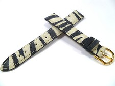 14 mm SCHWARZ WEIß MEHRFARBIG ZEBRA STREIFEN UHRENARMBAND WILDLEDER 1443