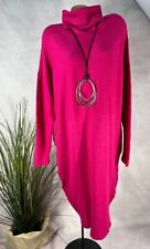 RippStrick Langes KLEID Pullikleid Loose Fit Rollkragen Italy PINK 38 40 42 44