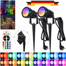 1/2x RGB LED Gartenstrahler mit Erdspieß Außenleuchte IP65 Gartenleuchte Set DE