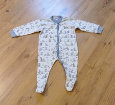 PEOPLE WEAR ORGANIC Strampler Einteiler Schlafanzug Fuß 62/68 weiß+Motive BW kbA