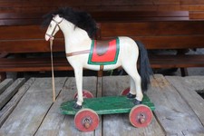 altes Holzspielzeug, großes Nachziehpferd, gebraucht