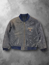 Schwarze Vintage Chevignon Rodeo Trail Leder Bomberjacke Herren L