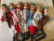 Handpuppen Kasperpuppen Kasperlepuppen Holz geschnitzt antik 7 Stück