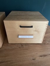 Han Karteikasten DIN A5 Quer mit Stützplatte Holz Karteikasten Neuwertig