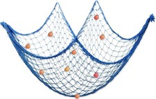 Dunkwckore Fischernetz Deko, 100 × 200cm Maritime Dekoration, mit Muscheln Deko