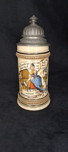 Alter bierkrug mit zinndeckel - alter,