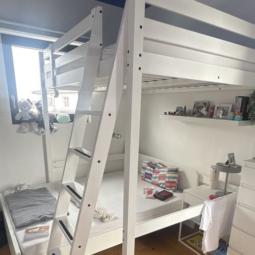 Kinder hochbett aus holz weiß - kinder,