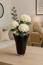 Vase Glas gewellt schwarz