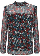 Bedruckte Bluse Gr. 42 Rot Petrol Schwarz Damen Langarmbluse Shirt Oberteil Neu*