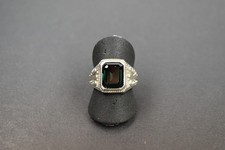 antiker Herrenring Silber in RG 58,5/18,5 mm und grünem Stein um 1930.