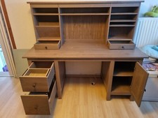 Schreibtisch Hemnes mit Aufsatz, graubraun, Ikea