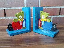 Buchstützen 2er Set, Bärchen für Kinder aus Holz Buchständer Handbemalt