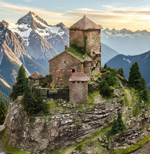 Diorama burg brandzoll - diorama, n