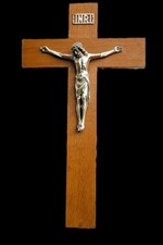 Kreuz Holz Zinn Kruzifix alt