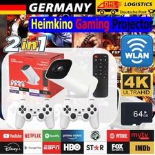 Gaming-Projektor,4K android 11 Gaming-Projektor-2 Controller,Heimkino tragbarer