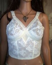 VINTAGE Triumph elasti Bella Pin Up Spitzen Perlon Long BH weiß Gr. 8 B (CL38)