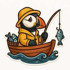 Papageientaucher im Mini-Boot