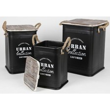 3er Set Sitztonnen Metall