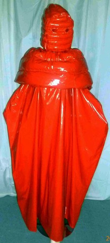 Lackcape mit daunenmaske und - mit,