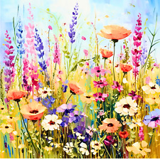 Farbenfrohe Pracht Blumenwiese 5D Diamond Painting Set ohne Bilderrahmen 30x30cm