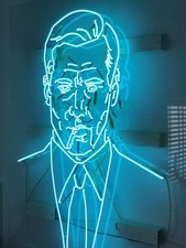 SYGNS Don Draper Neon Leucht Objekt Mann Plexi Glas Lampe Kunst Blau grün Türkis