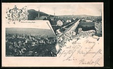 AK Feuerbach, Blick von der alten Steige auf den Ort, Stuttgarter-Strasse 1899 