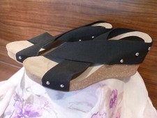 schwarze Plateau Sandale  Elasthan Stretch Riemen  bequem Gr. 40 von Fraiche