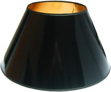 Tisch-Lampenschirm Lackkarton *LUCIDORO M*schwarz, innen gold, Du=45cm E27 unten