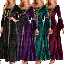 DE Damen Renaissance Kostüm mit Trompetenärmel Mittelalterlichen Kleid Halloween