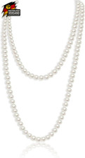 Lange weiße Perlenkette für