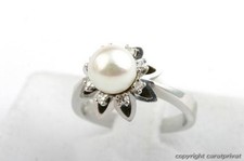 Perlenring 14kt 585 Weiß Gold