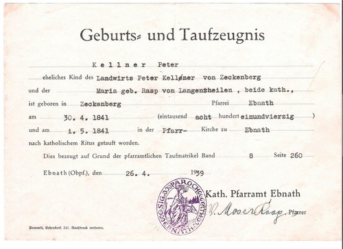 Original geburtszeugnis - original, u