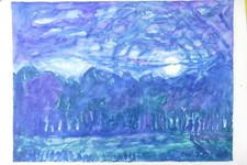 Wilhelm Klußmann Aquarell 1996 sig. Mondspaziergang 47x65cm N-1432