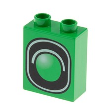 1xLego Duplo Motivstein 1x2x2 hell grün bedruckt Verkehrs Ampel Signal 4066pb266