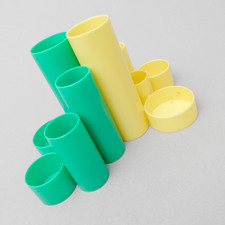 2 x Stifteköcher Schreibtisch Büro Stiftablage Utensilo Kunststoff 70er Jahre