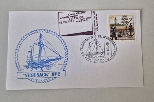 Postkarte mit schiffsstempel - postkarte,