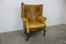 Seltener Antiker Englischer Ohrensessel Mahagoni 19. Jahrhundert Leder Braun