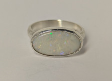 Vintage Opal Ring in 835 Silber Handarbeit schöne Farben Multi Color