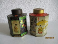 2 x kleine alte Teedosen Edeka Japan Deckel als Teemaß