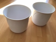 Blumenkübel Übertopf 2 Stück groß weiß 27 cm hoch 29 cm breit Keramik Pflanzkübe