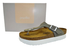 Birkenstock Papillio GIZEH PAP Platform Zehentrenner Sandalen Grau Nubukleder 39