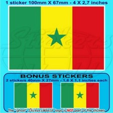 SENEGAL Westafrika DAKAR Flagge, 100mm Vinyl Aufkleber x1+2 BONUS