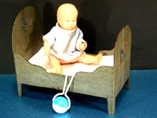 Puppen bett Blech antik Jugendstil mit Schildkröt Baby gemarkt 1a erhalten