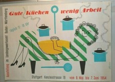 1954 POSTER PLAKAT Ausstellung Küche Grafik Design Kunst Siebdruck Design 50er