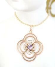 Antiker englischer Jugendstil Anhänger aus 9ct Rotgold mit Amethyst B3493