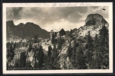 Ansichtskarte Erfurter Hütte, Berghütte am Hang 1929 